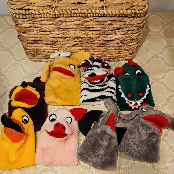 70s Sheram Hand Puppet Animal Set: Pig Croc Duck Bear Zebra Elephant Giraffe - Picture 9 of 11